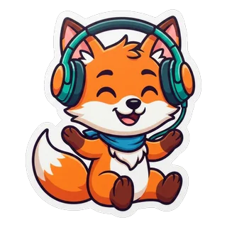 Fuchs mit Kopfhörern im Stil Cartoon
