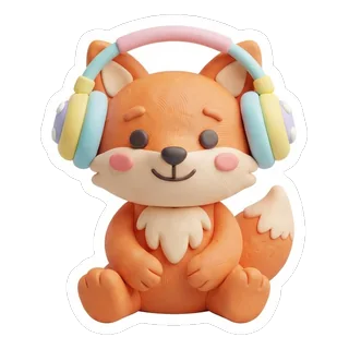 Fuchs mit Kopfhörern im Stil 3D-Knete