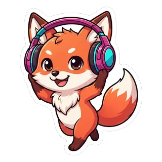 Fuchs mit Kopfhörern im Stil Manga