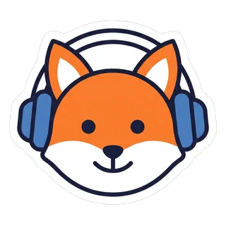 Fuchs mit Kopfhörern im Stil Minimal