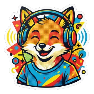 Fuchs mit Kopfhörern im Stil Pop-Art
