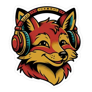 Fuchs mit Kopfhörern im Stil Tattoo