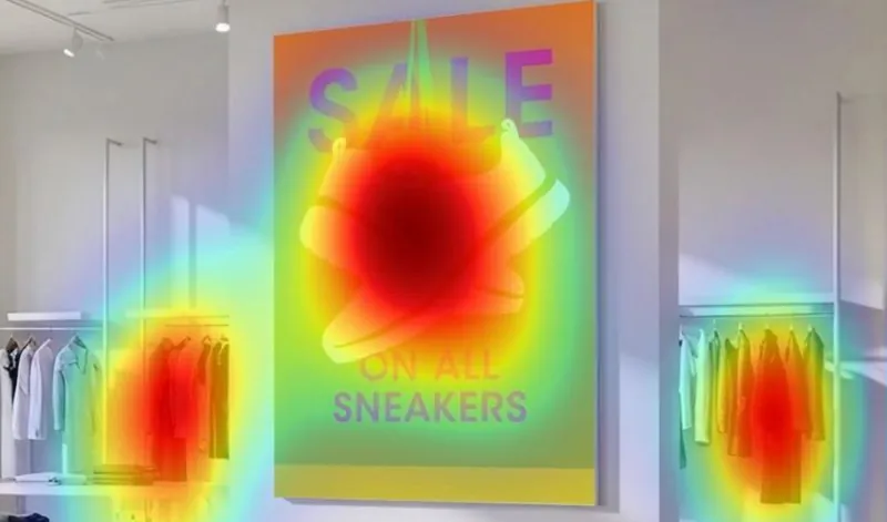 Heatmap der Blickverteilung auf das Poster ohne Neonfarben